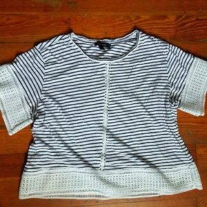 Striped Lace Detail Tee